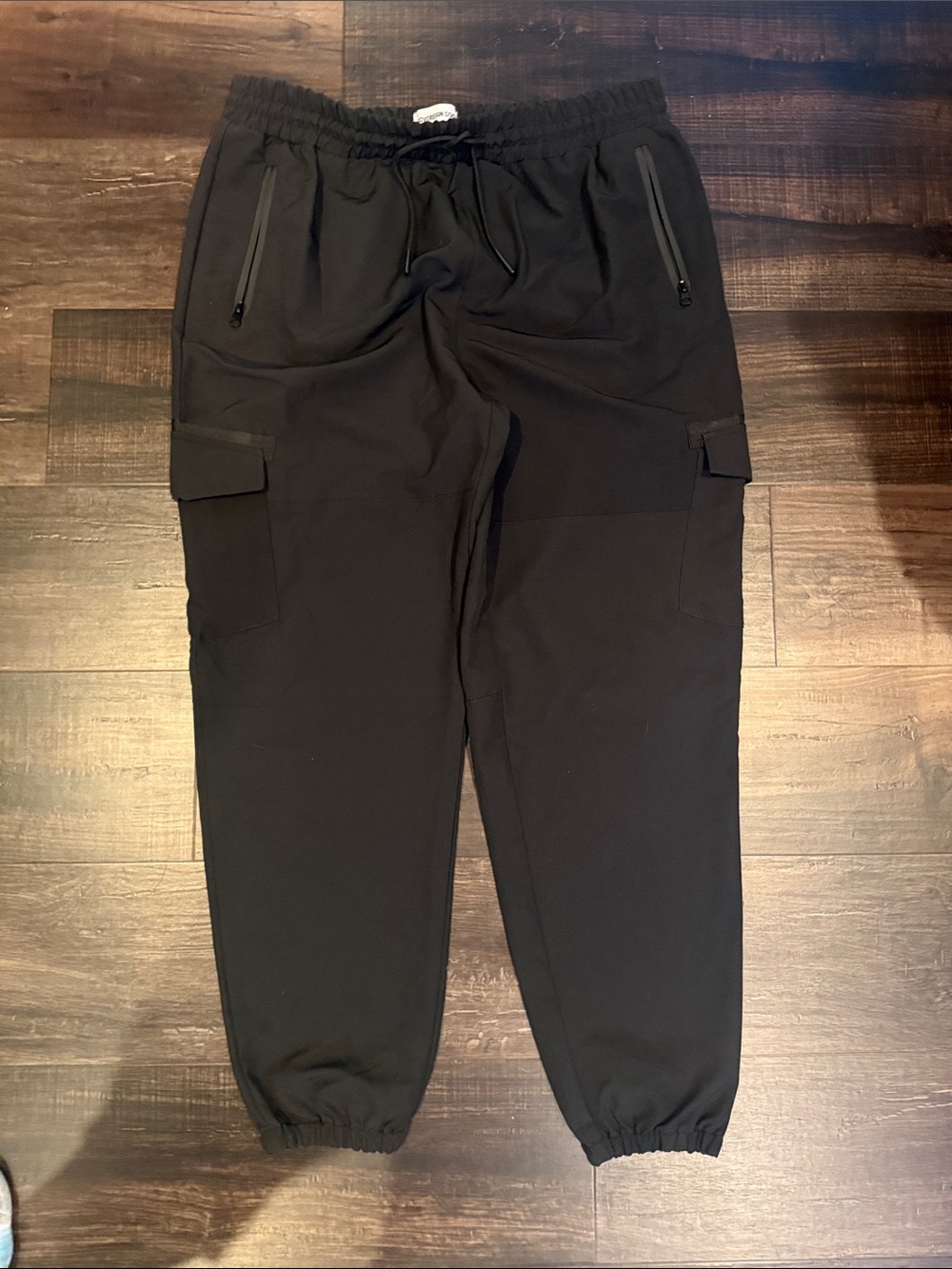 Sovereign Code Mens Black Cargo Jogger Pants - Elastic Waist & Zip Pockets-XL
